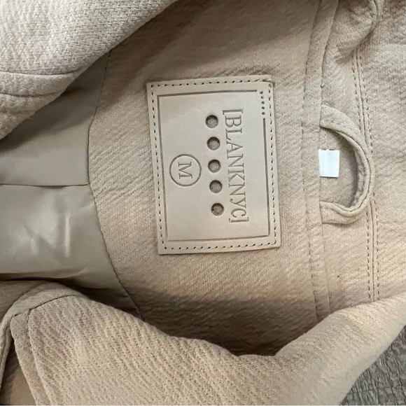 Blank NYC Cream 100% cotton Moto Jacket Asymmetrical Zipper size M EUC - Picture 15 of 16